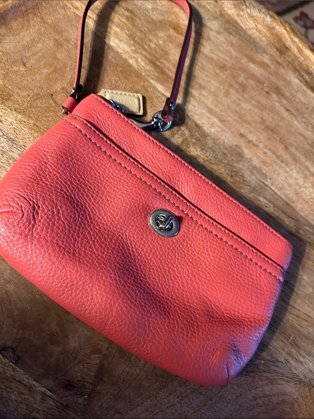 Coach Coral Leather Wristlet Clutch